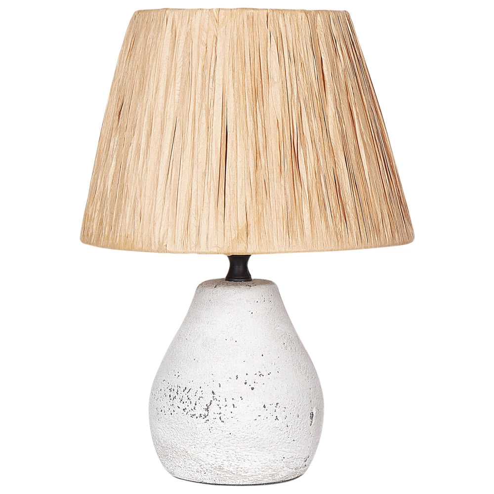 Set di 2 lampade da tavolo in ceramica con paralumi a cono in carta, effetto anticato Bianco e naturale camera da letto soggiorno