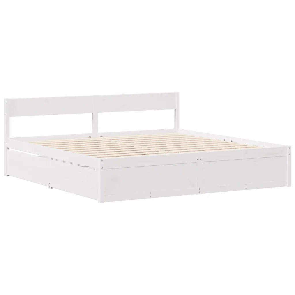 Letto senza Materasso Bianco 120x190 cm Legno Massello di Pino