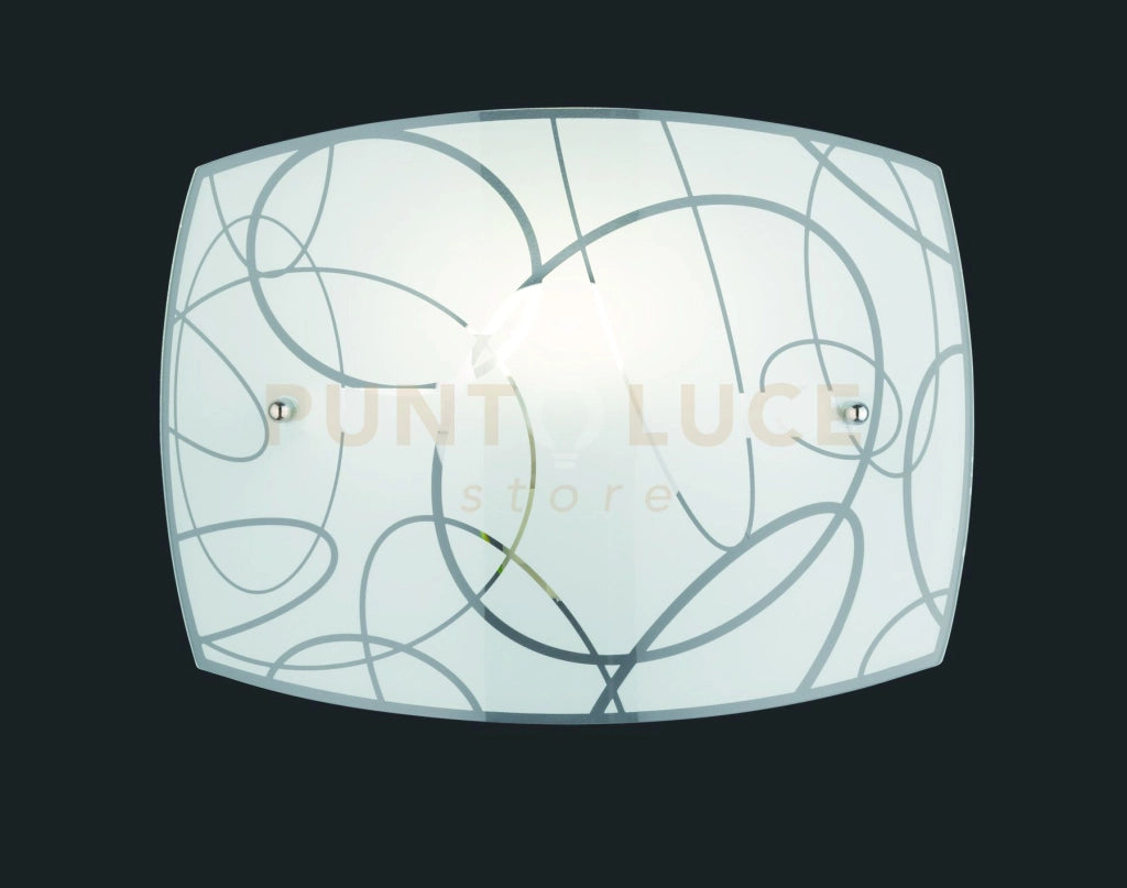 SPIRELLI APPLIQUE RETTANGOLARE VETRO DECORO CERCHI L.30CM X H.22CM 1 LUCE ATTACCO E 27