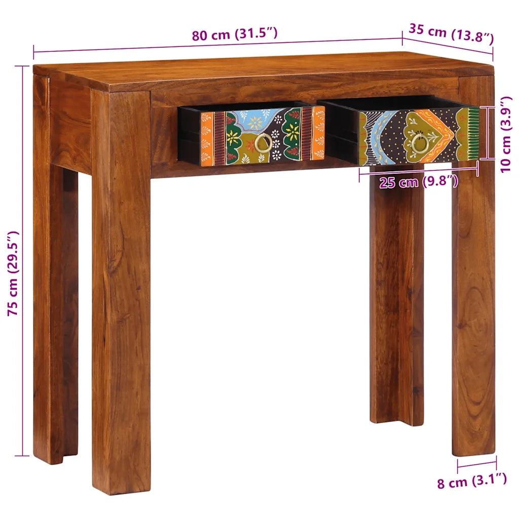 Tavolo Consolle 80x35x75 cm in Legno Massello di Acacia