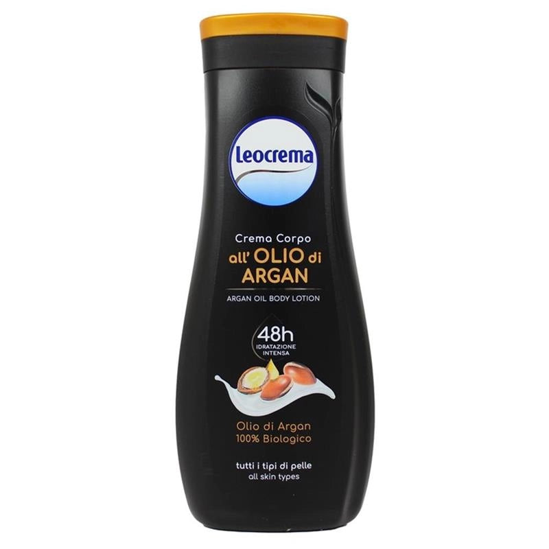 LEOCREMA CREMA CORPO OLIO DI ARGAN 100% BIOLOGICO 95% INGREDIENTI ORIGINE NATURALE PER TUTTI I TIPI DI PELLE 400 ML