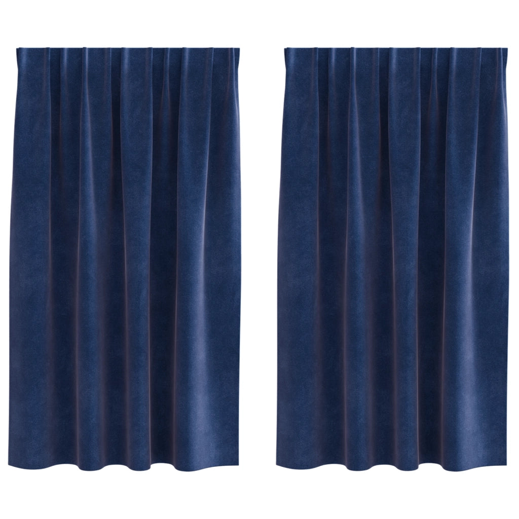 Tende oscuranti  con nastro superiore 2 pcs Blu scuro in velluto