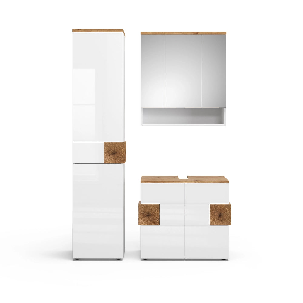 Vicco Set di mobili da bagno Bianco 3 parti, con colonna