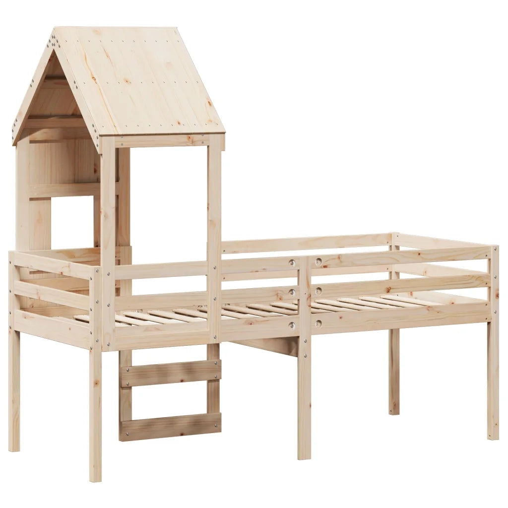 vidaXL Letto a Soppalco con Tetto 90x200 cm in Legno di Pino