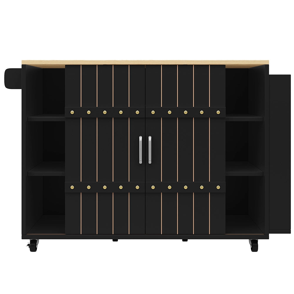 Isola cucina - Xylo - porte scorrevoli porta-spezie nero