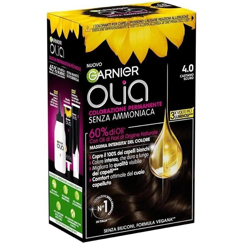 GARNIER OLIA SET 4 PZ TINTA CAPELLI 4.0 CASTANO SCURO