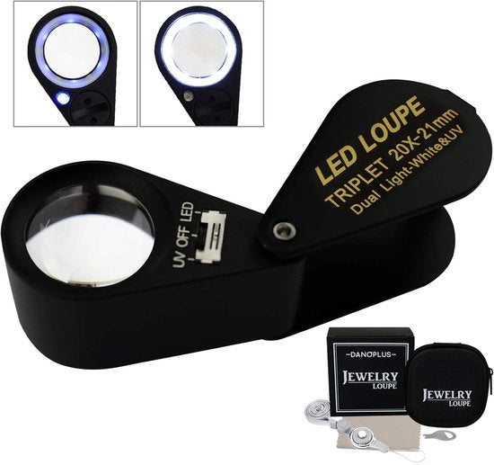 Verglassio con luce LED UV - 20x Ampliamento - 21 mm Lente Optica - Attrezzatura per Gioielli e Pietre Preziose