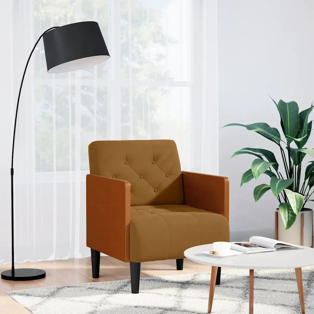 vidaXL Divano Sedia con Braccioli Marrone 55 cm in Velluto