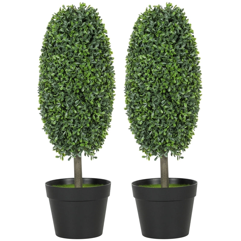 Set di 2 piante artificiali, alberi artificiali resistenti ai raggi UV in vaso, plastica, cemento, verde
