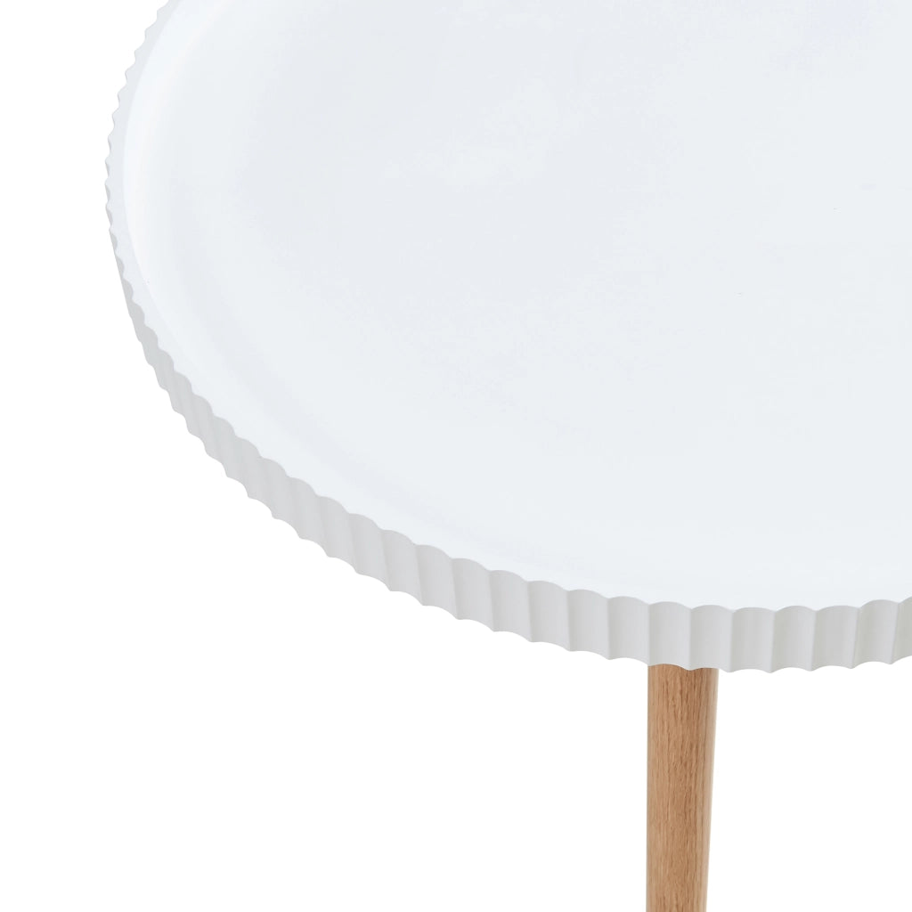 Tavolino Basso Bongard con Piano Rotondo - Bianco [en.casa]