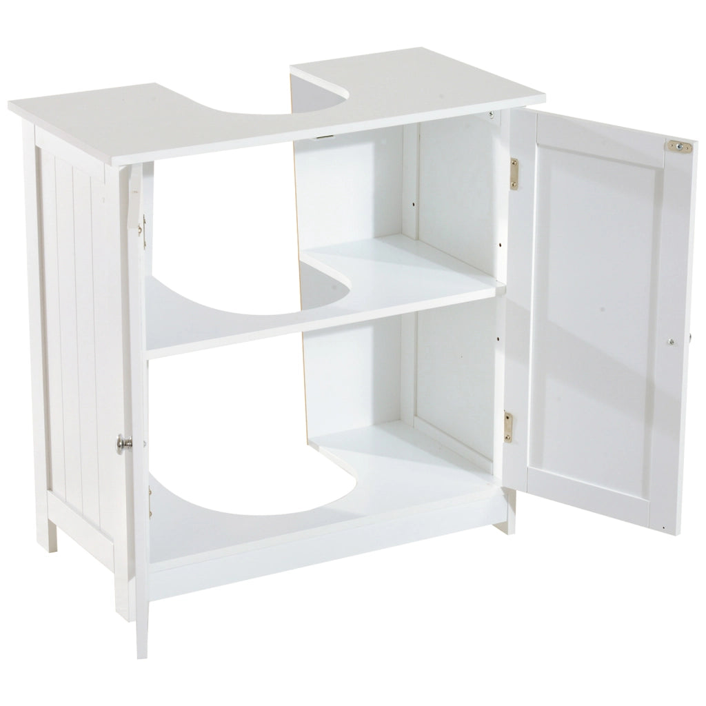 Mobiletto Bagno con 2 Ante e Ripiano Regolabile ¨C zephmum ¨C Bianco 60x30x60 cm