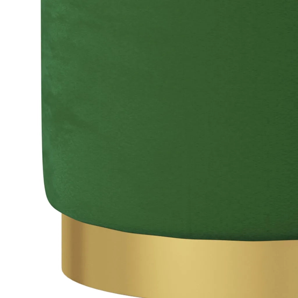 Sgabello Rotondo con Contenitore Verde in Velluto 31 x 37 cm