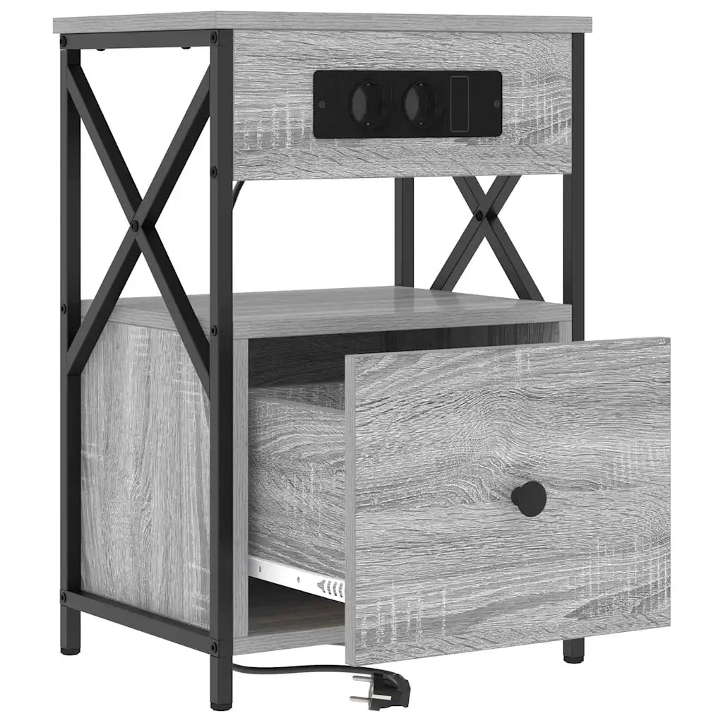 vidaXL Armadio da Notte con cassetto Grigio sonoma 40 x 31 x 60 cm