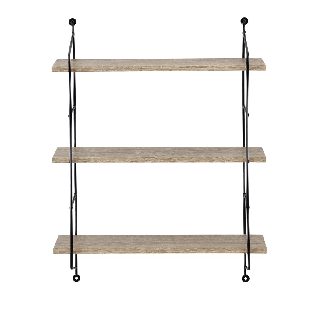 Scaffale da Parete Ösel a 3 Ripiani Regolabil - Effetto Legno / Nero [en.casa]