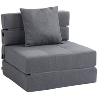 Poltrona Letto Singolo da Terra Pieghevole 70x70x61 cm con Cuscino Incluso Grigio
