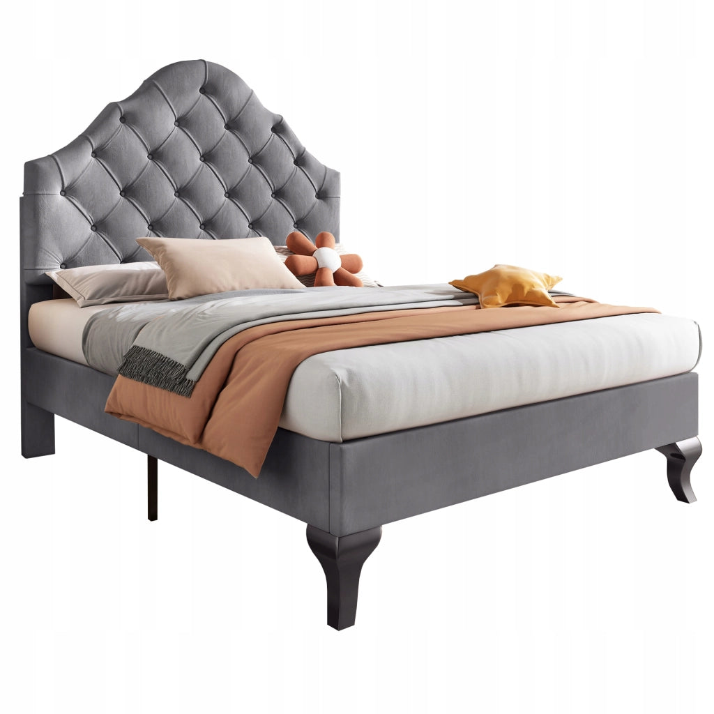 Letto singolo 90x200 - Xylo - Testiera regolabile, grigio
