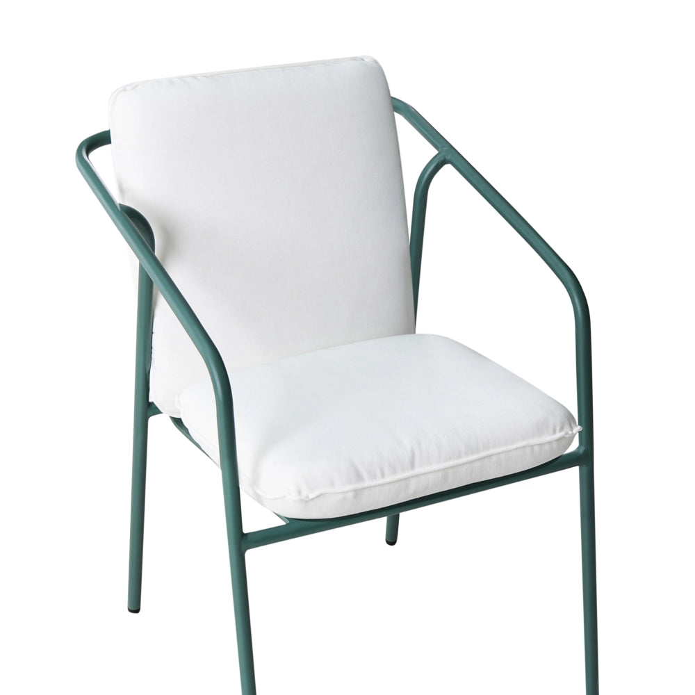 Set di 4 sedie da giardino con cuscini Finitura verniciata a polvere Alluminio impilabile Metallo verde
