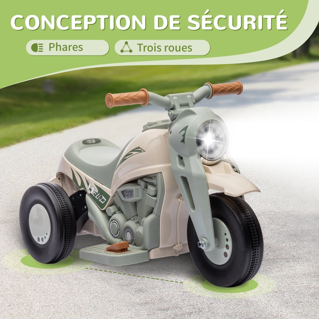 Moto Elettrica 3 Ruote Bambini 2-5 Anni ¨C Xylo ¨C 6V Bianco con Luci LED e Bolle