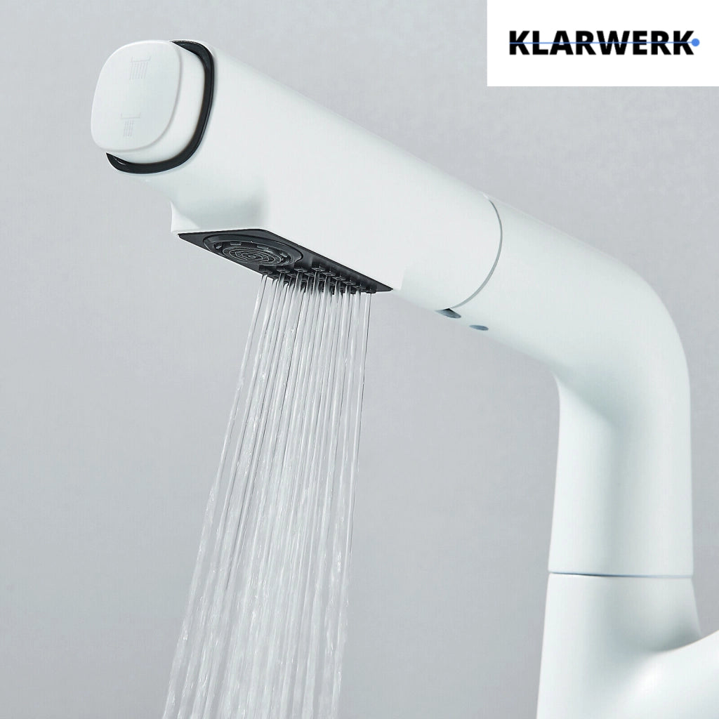 MAX | Rubinetto da bagno estensibile in acciaio inox con funzione doccia bianco | da bagno con rubinetto alto, lavabo independente per ristorazione