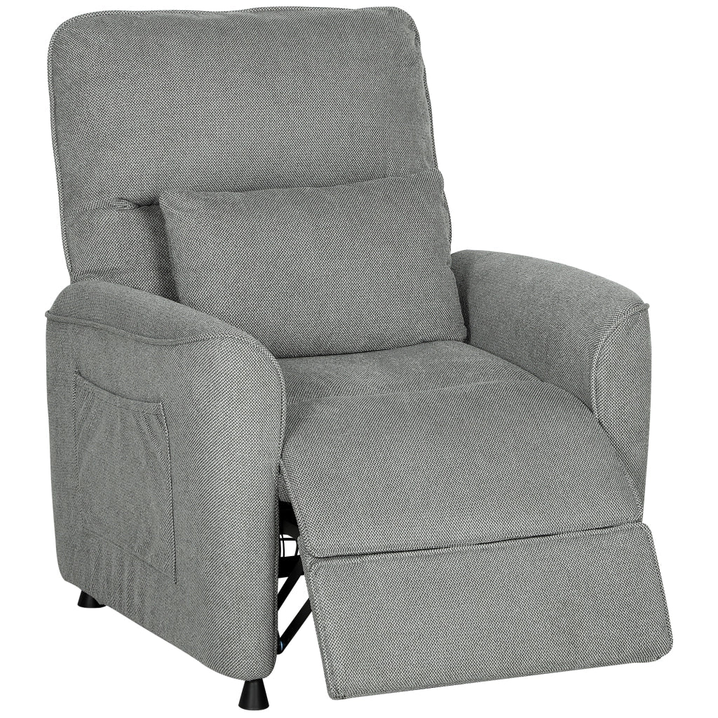 Poltrona Reclinabile con Riscaldamento 8 Punti Massaggio e 5 Modalità 88x93x102 cm in Tessuto Ciniglia Grigio Carbone