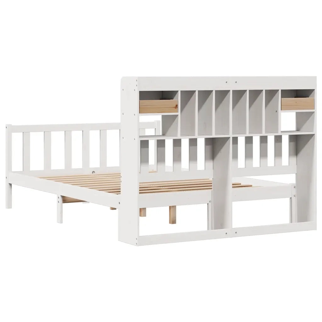 Letto Libreria senza Materasso Bianco 150x200 cm Legno di Pino 3321746