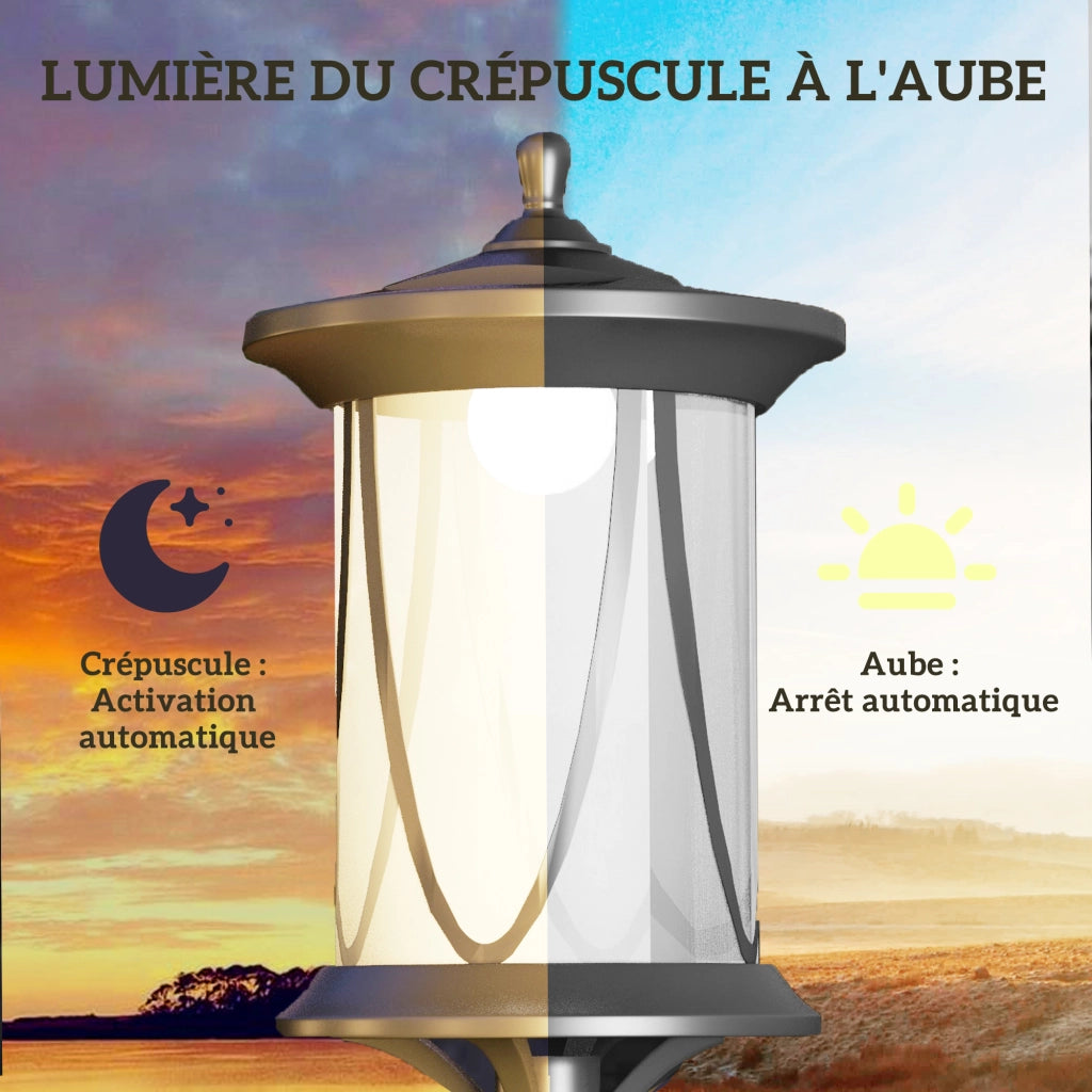 Lampada da giardino solare LED ¨C zephmum ¨C nero 17x17x127 cm