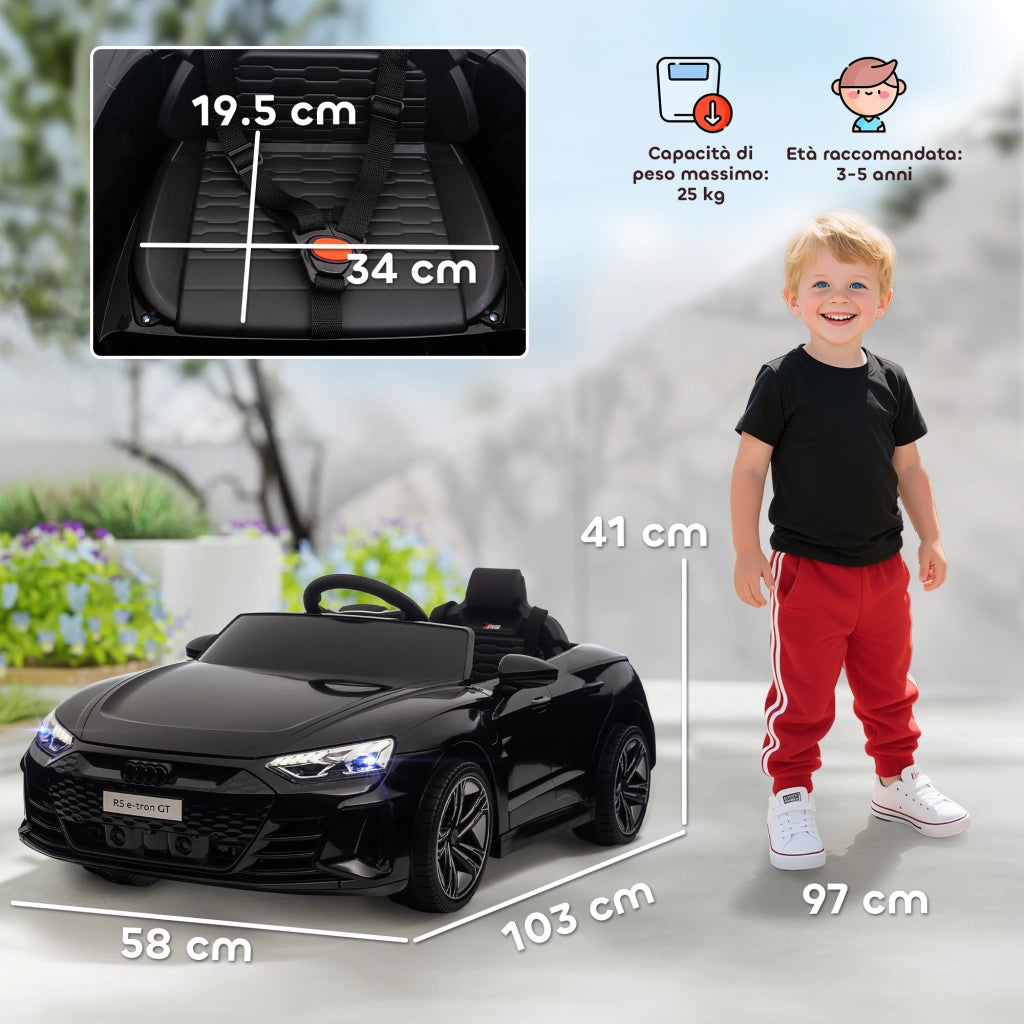 Macchina Elettrica per Bambini 5 Anni con Licenza Audi. Telecomando e Musica. Nera
