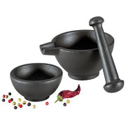 Zassenhaus M076073 Set Mortaio in Ghisa 3 Pezzi Diametro 10 cm e 8,5 cm con Ciotola e Pestello colore Nero