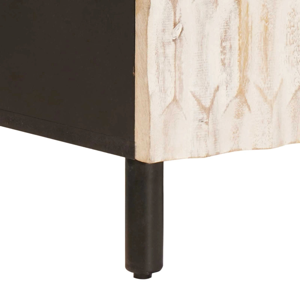 Mobile TV moderno con cassetto e contenitore 105 x 33 x 46 cm legno massello di mango bianco 02_0057766
