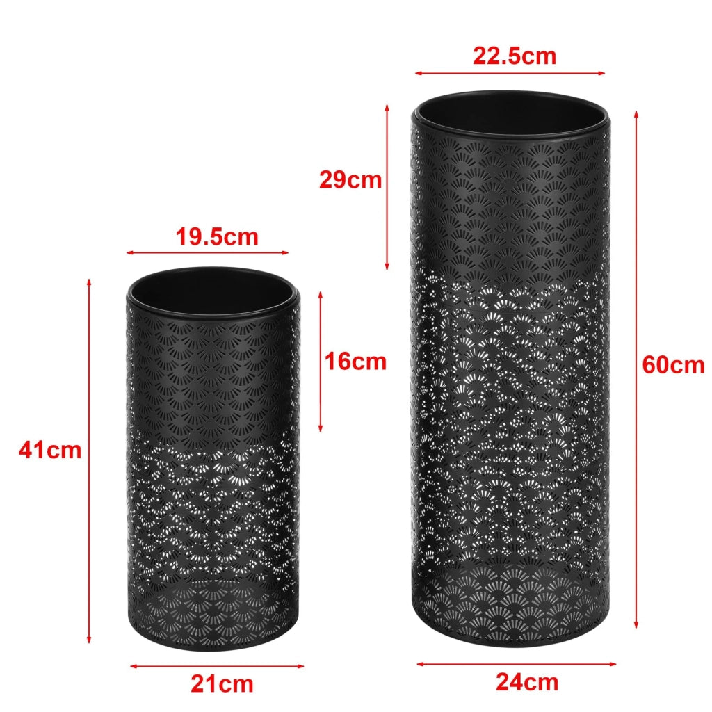Set di 2 supporti per piante set di vasi da fiori set di fioriere fioriere vasi in metallo diverse dimensioni nero 03_0005159