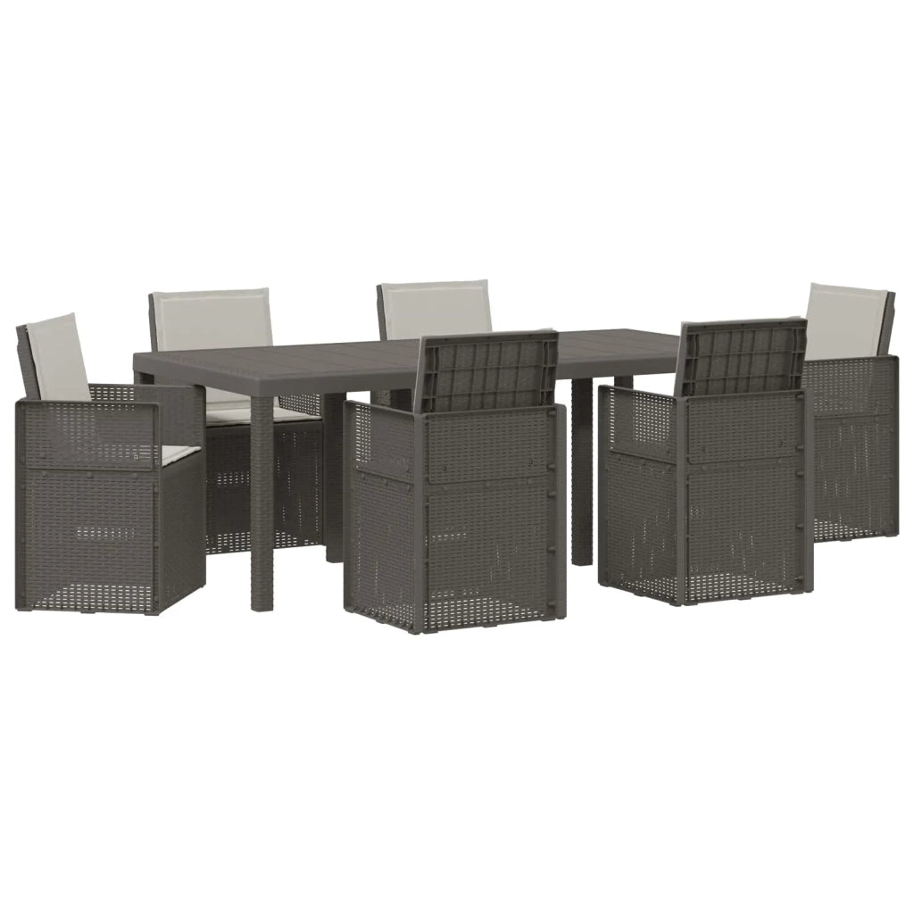 Set da Pranzo per Giardino con cuscino 7 pcs Grigio Chiaro PP