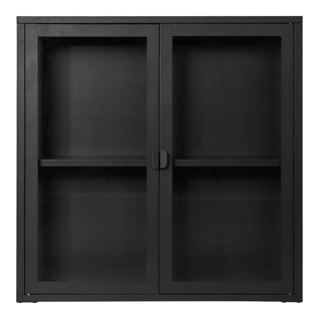 Vetrinetta Pensile Brisbane, Nero, Metallo, 18x80x80 cm