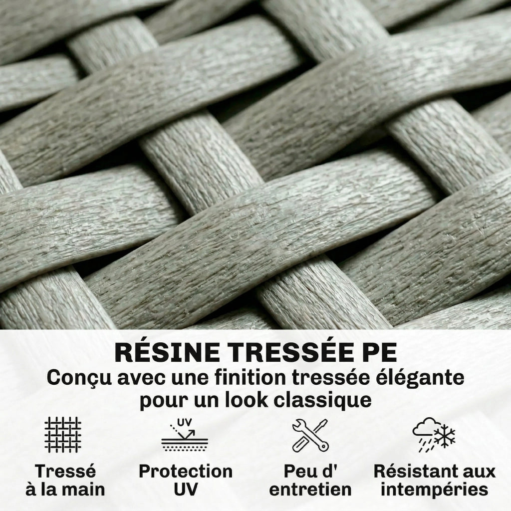 Set da giardino angolare in polyrattan 5 posti con divano letto e tavolo ¨C zephmum ¨C grigio