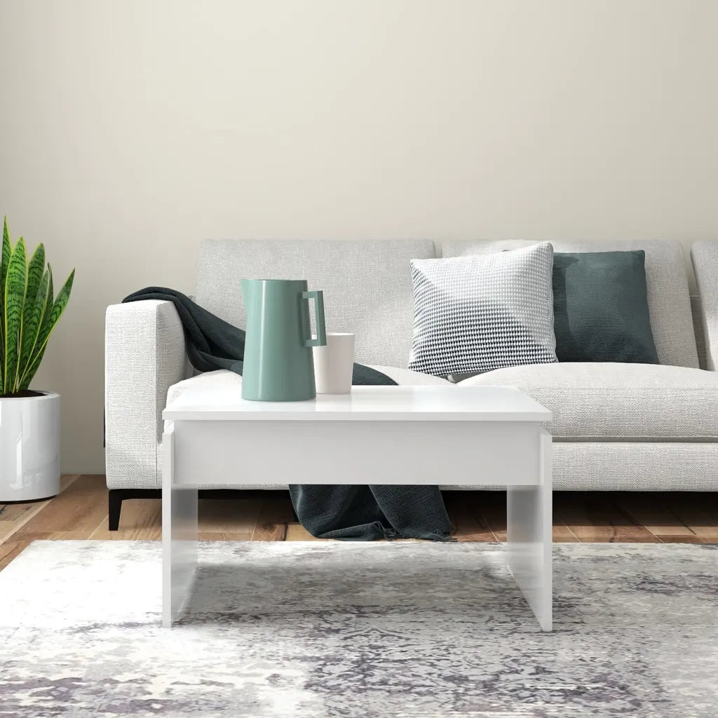 Tavolino da Salotto Bianco 68x50x38 cm Legno Multistrato 808332