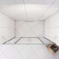 Box Doccia per Nicchia H.195 cm Doppia Porta Battente Saloon da 155 cm (80+80: 1520-1560 mm) 2 Pannelli Fissi con Barra Stabilizzatrice Vetro Temperato 6 mm Anticalcare