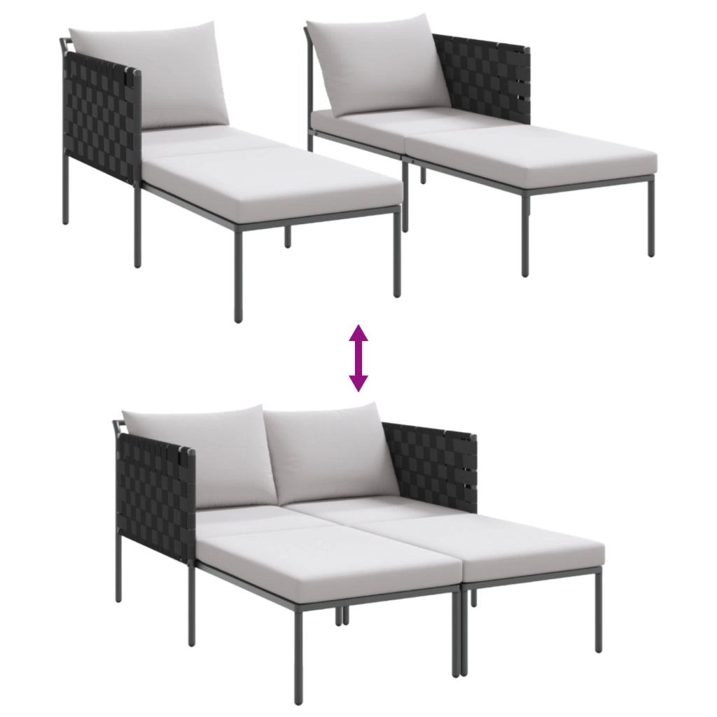 Lettino prendisole con cuscini per 2 persone Anthracite 115x153x69,5 cm Acciaio