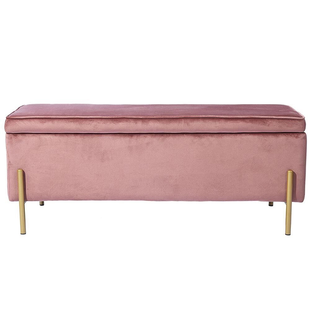 Cassapanca Pouf Contenitore Panca Sgabello Poggiapiedi in Tessuto Velluto Rosa