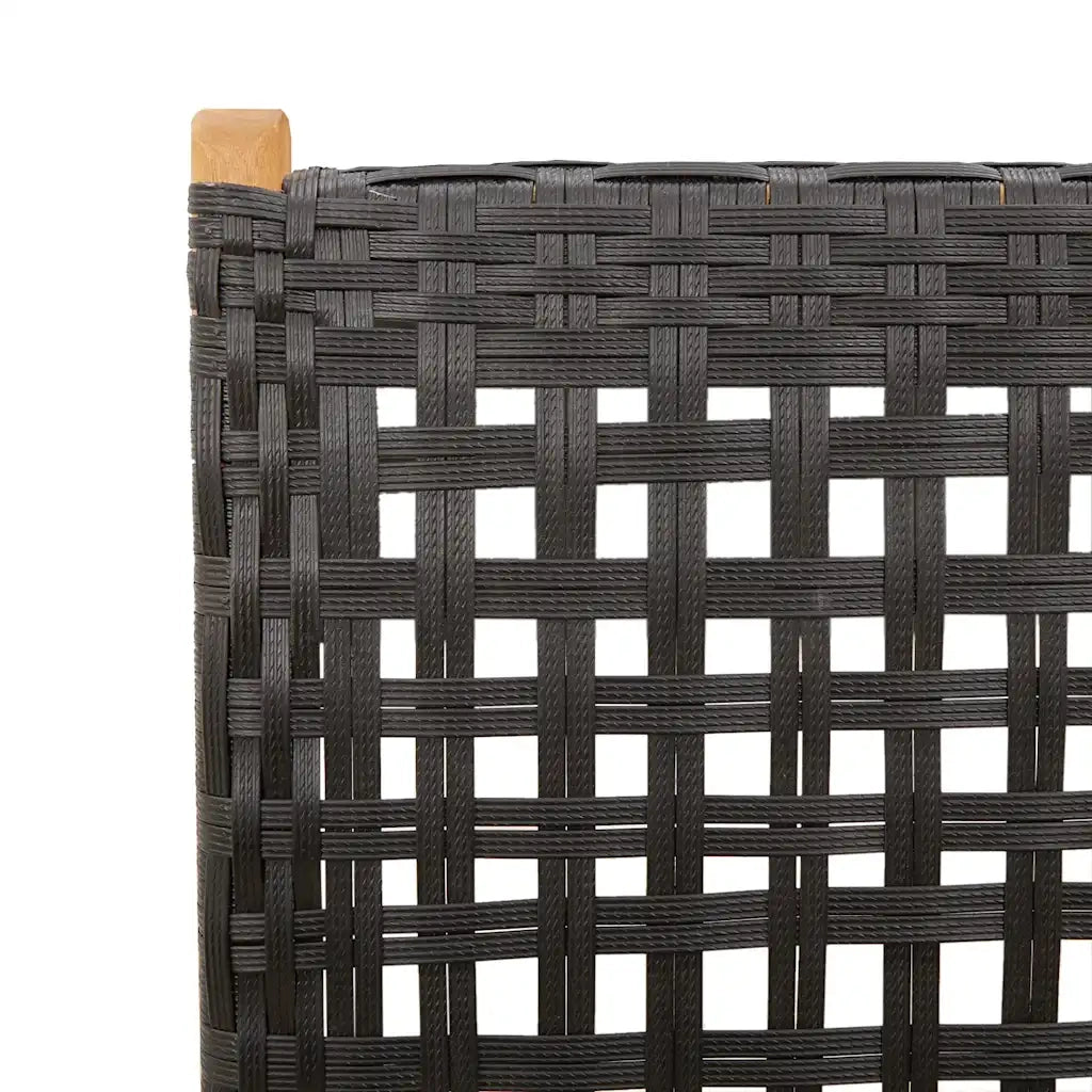 Set Pranzo Giardino 7 pz Nero in Polyrattan e Legno Massello 3281730