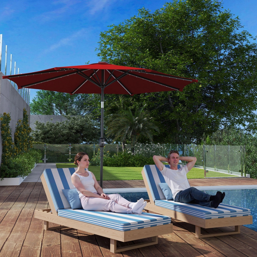 Ombrellone da Giardino ¨C zephmum ¨C Bordeaux, ?292 cm, con Luci LED Solari