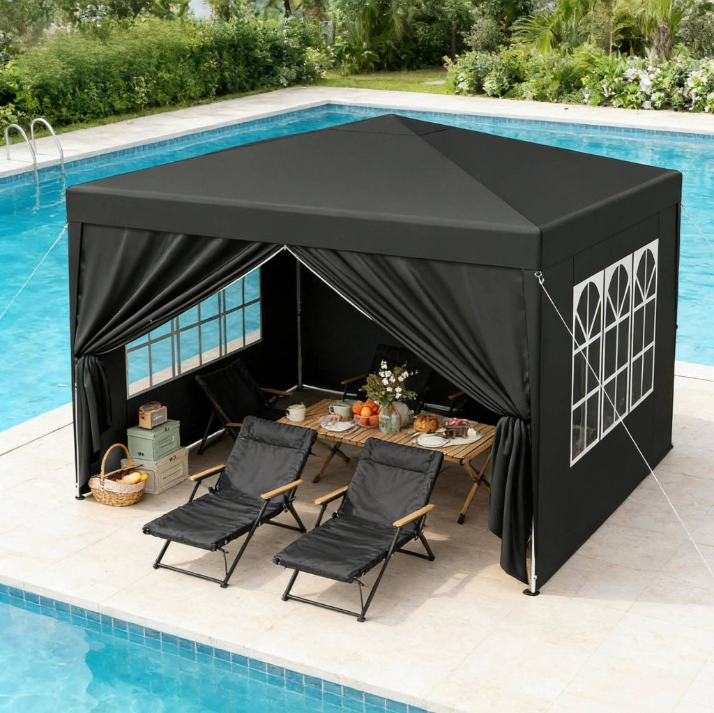 Gazebo pieghevole 3 x 3 m grigio con telo 210D e altezza regolabile