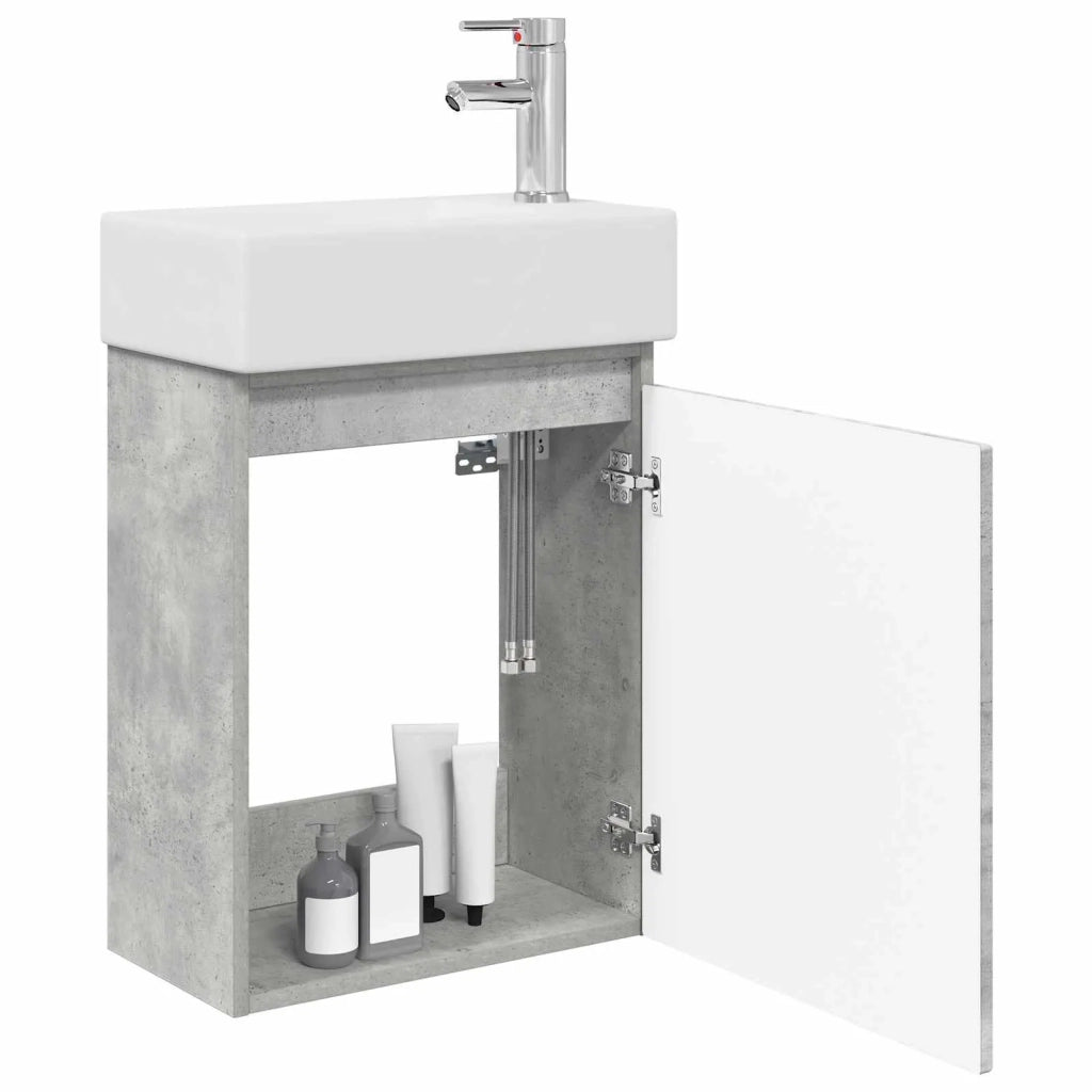 Mobile bagno con rubinetto Grigio Cemento 45,5 x 22,5 x 84 cm