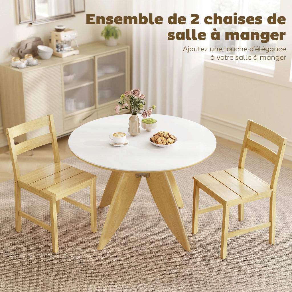 Set di 2 Sedie da Pranzo in Bamb¨´ ¨C Zephmum ¨C Naturale Senza Braccioli