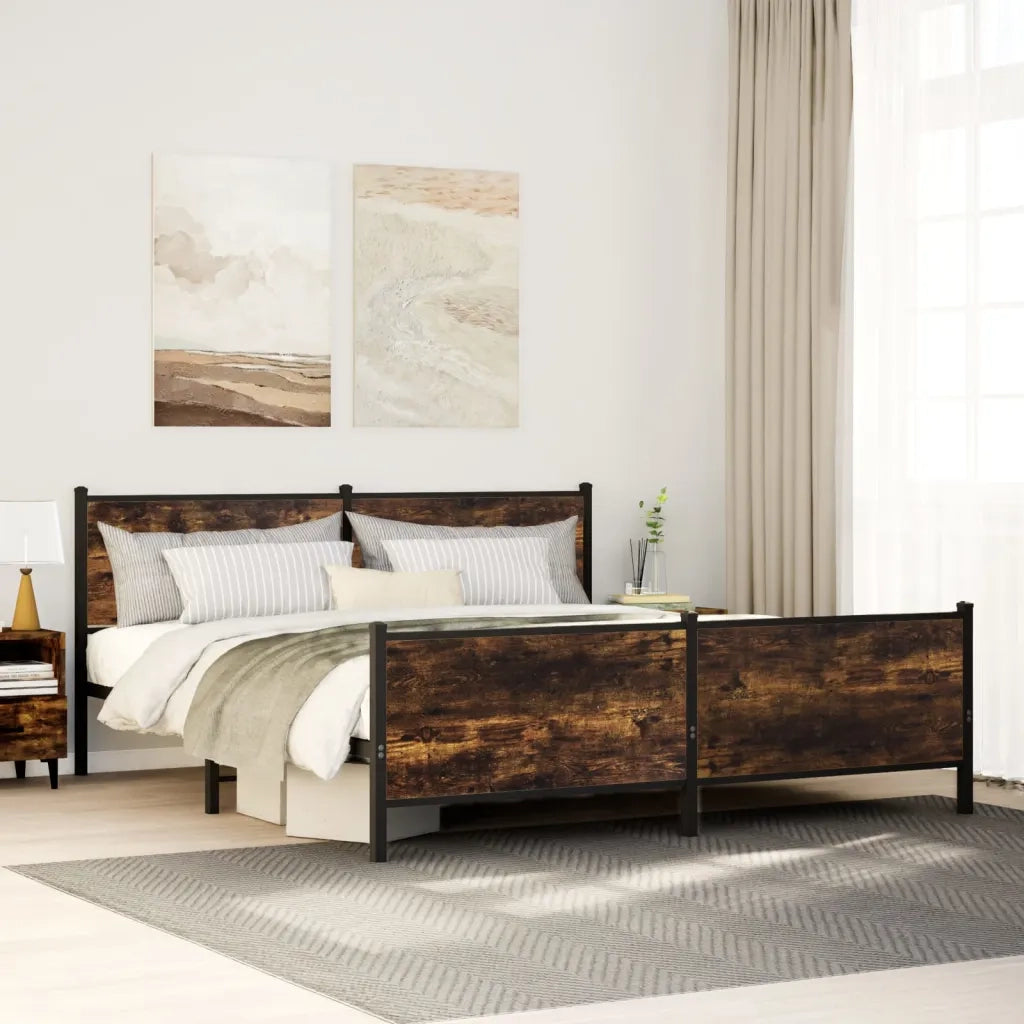 Giroletto senza Materaso in Metallo Rovere Fumo 183x213 cm 3301356