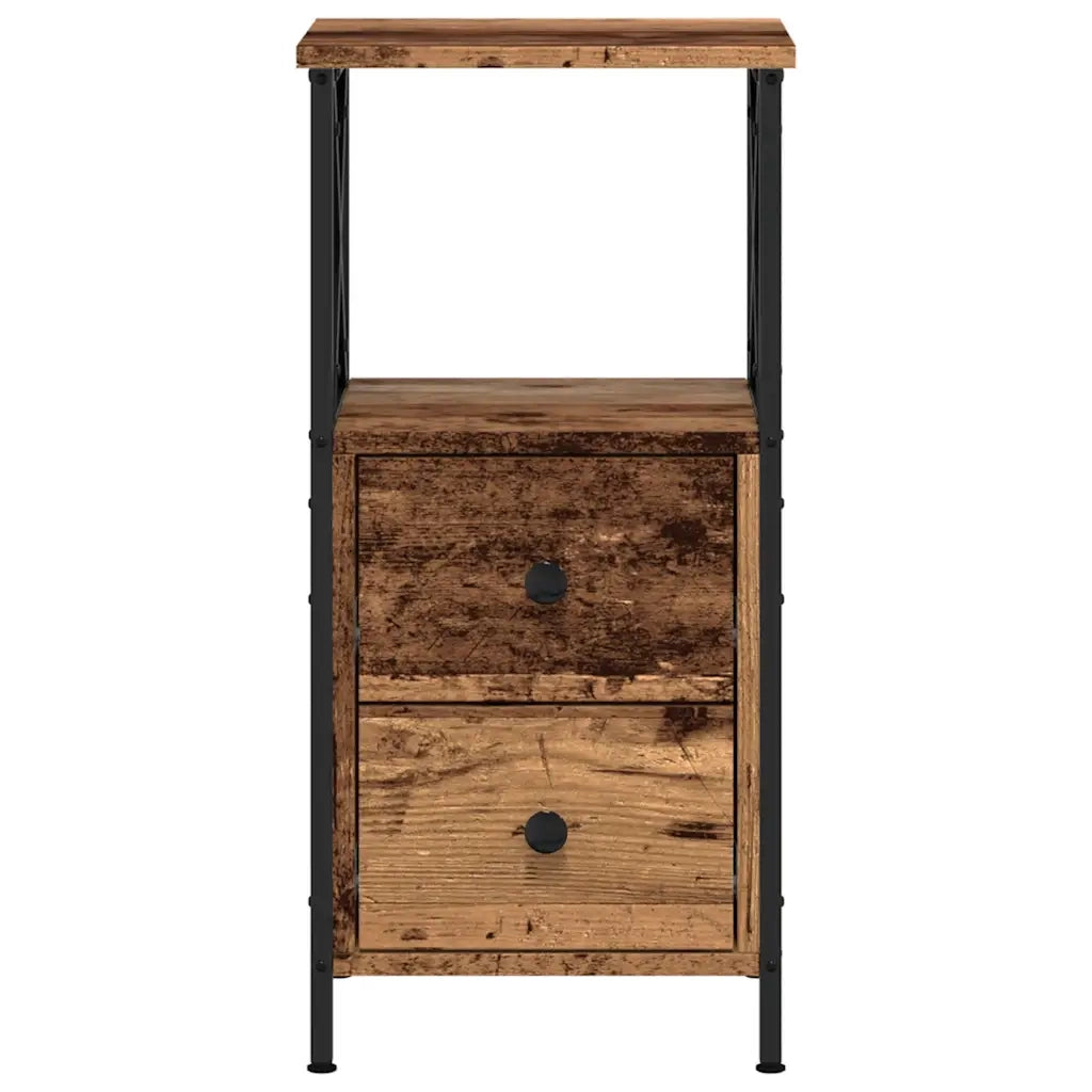 Set di 2 Comodini | Armadio da Notte | Mobiletto da notte Legno Antico 34x35,5x70 cm in Legno Multistrato