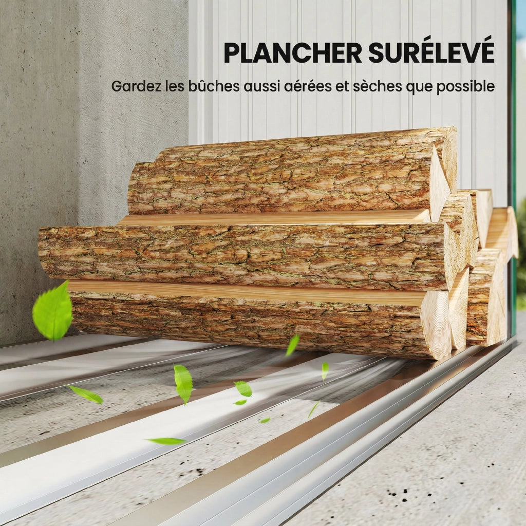 Ripostiglio Legna da Ardere Coperto ¨C zephmum ¨C Verde Acciaio Galvanizzato 213x66.5x150cm