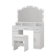 Vicco Tavolo da toilette Bianco 110 cm con specchio LED e sgabello