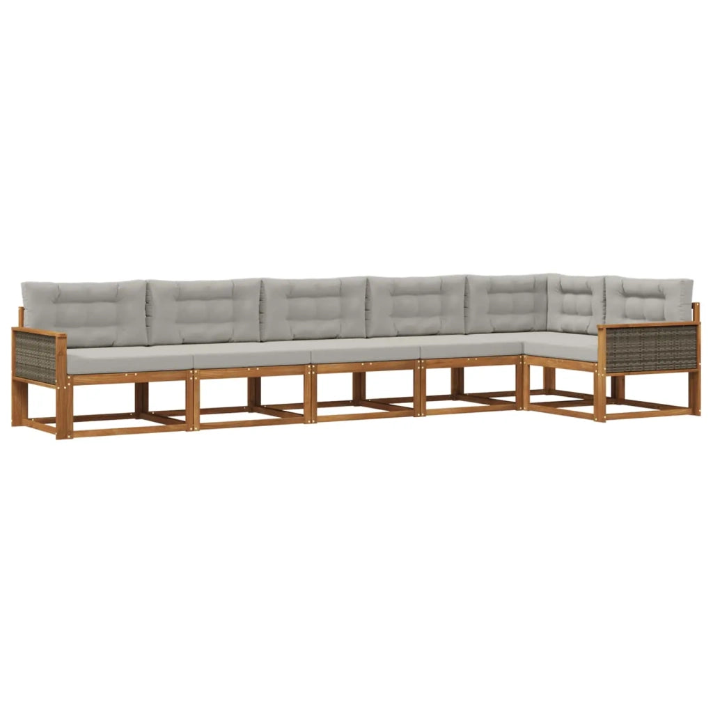 Set di divani da esterno 6 pz Naturale e Grigio chiaro 3382599
