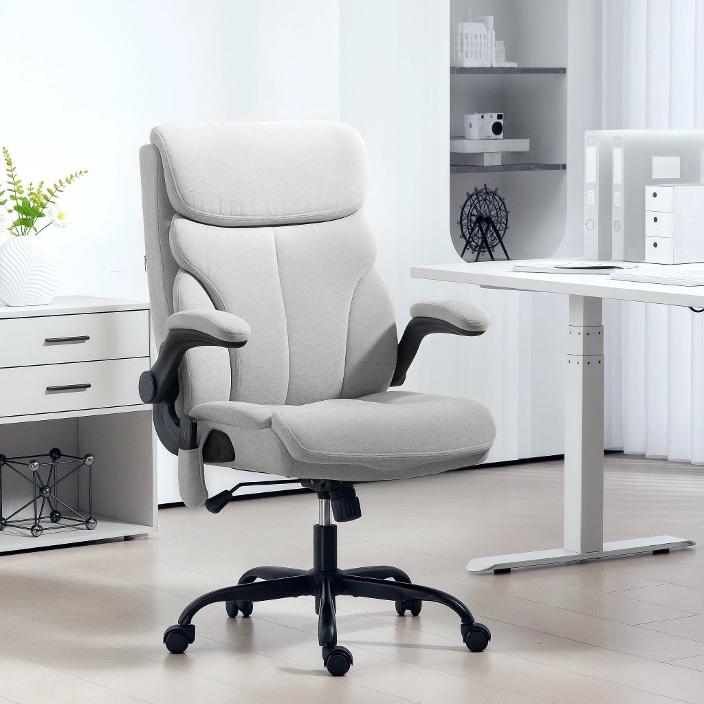 Sedia da Ufficio Imbottita con Braccioli Regolabile in Altezza ¨C Zephmum ¨C Grigio 66x67x113-121 cm