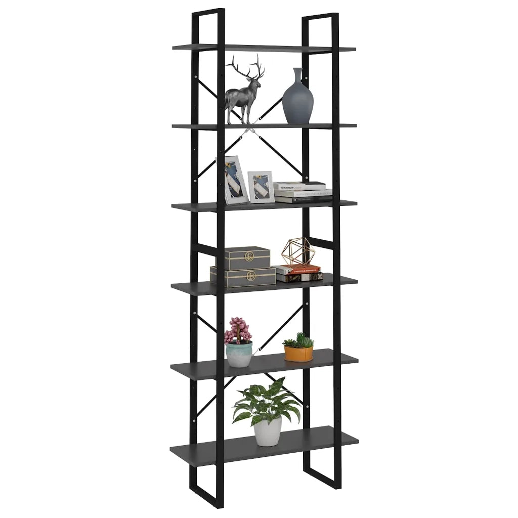 Scaffale Alto Grigio 80x30x210 cm in Legno Multistrato