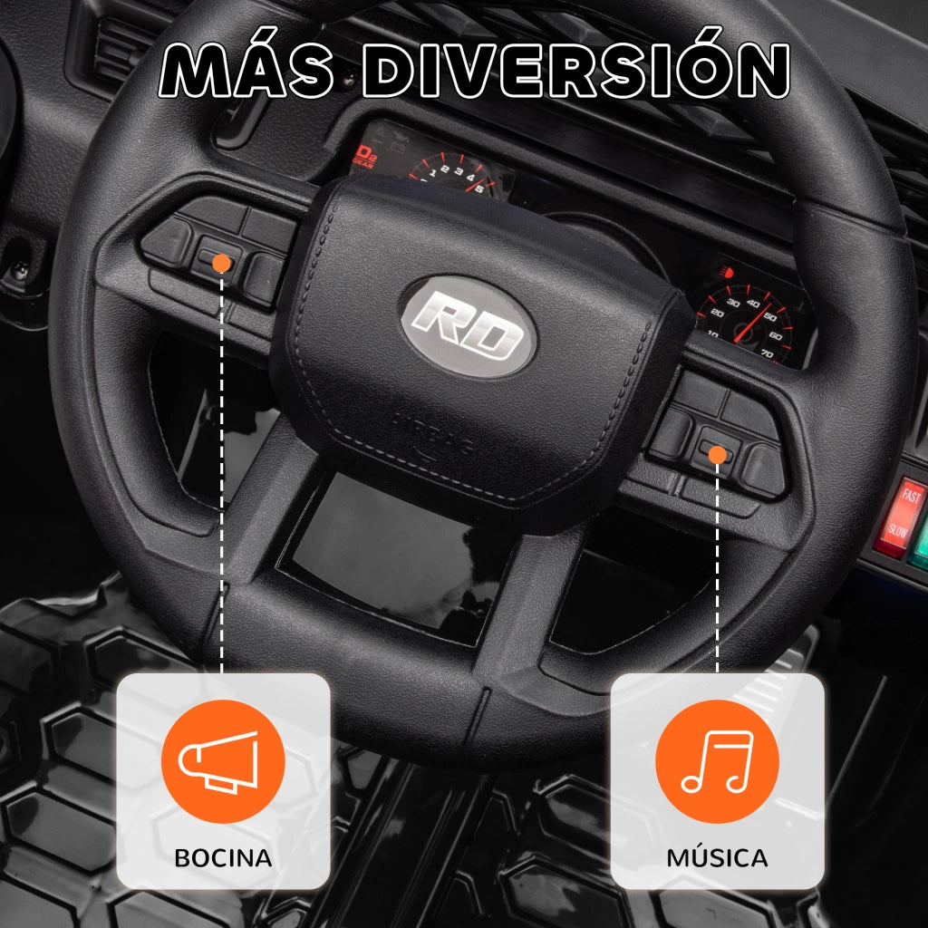 Auto Elettrica per Bambini 12V con Telecomando ¨C Xylo ¨C Nero con Luci LED e Clacson